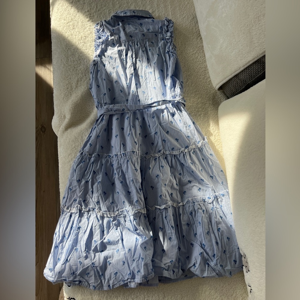 Kate Spade New York Blue Palm Print Sleeveless Shirt Dress - Size S - Picture 6 of 8